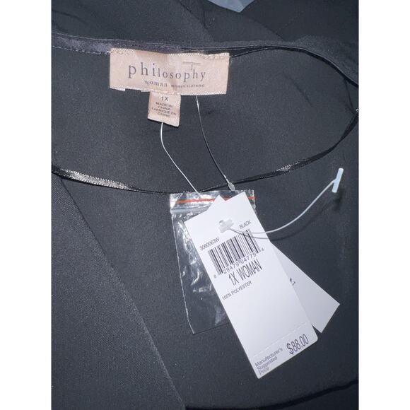 New Philosophy Jacket Plus Size 1X Black Duster Waterfall Open Front Cardigan - Picture 6 of 6